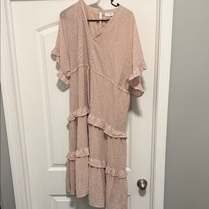 Storia Dusty Blush Ruffle Tiered Maxi Dress